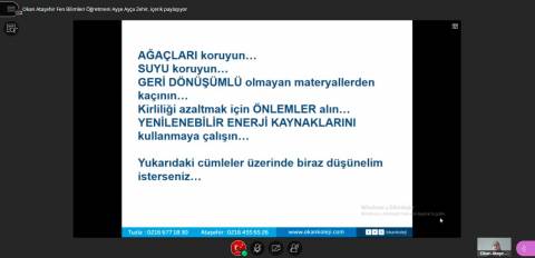 5 Haziran Dünya Çevre Günü Etkinliğimizi Online Olarak Gerçekleştirdik