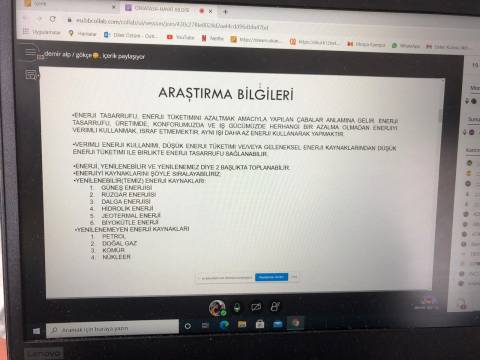 Ben Bir Enerji Dedektifiyim Proje Çalışması 