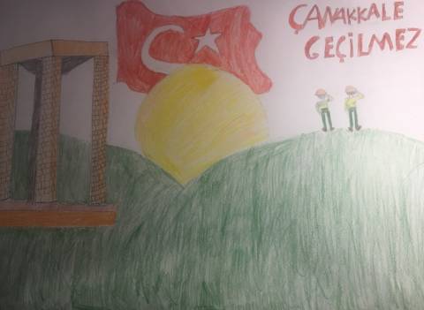 Öğrencilerimizin 18 Mart Çanakkale Zaferi Resim Sergisi Defne Lal Erkoçak 7B