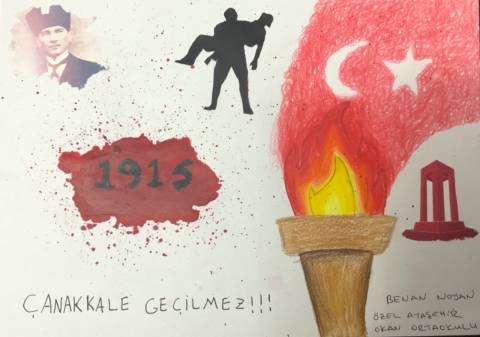 Öğrencilerimizin 18 Mart Çanakkale Zaferi Resim Sergisi Benan Noyon 5B