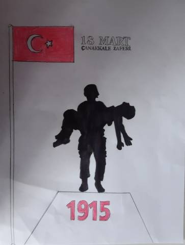 Öğrencilerimizin 18 Mart Çanakkale Zaferi Resim Sergisi Egemen Güney Koç 7A