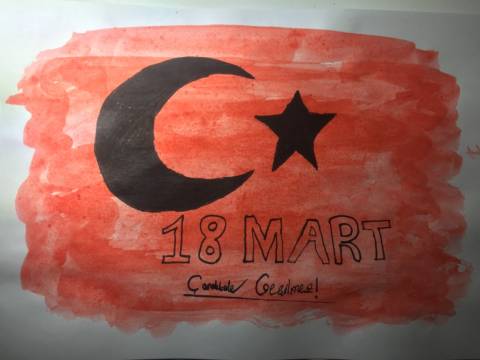 Öğrencilerimizin 18 Mart Çanakkale Zaferi Resim Sergisi Mehmet Mesut Güder 7A