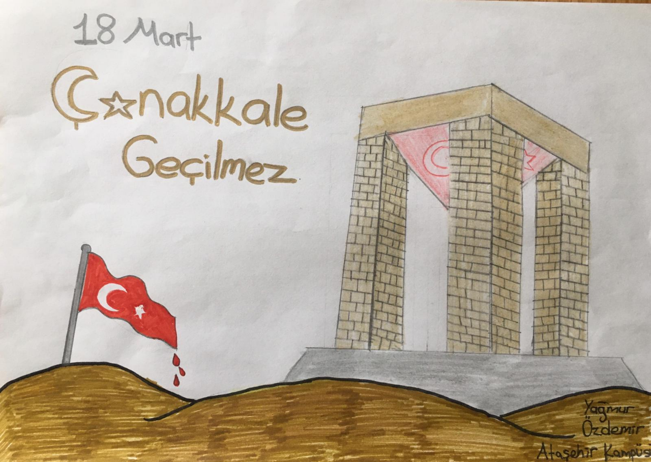 Öğrencilerimizin 18 Mart Çanakkale Zaferi Resim Sergisi Yağmur Özdemir 5C